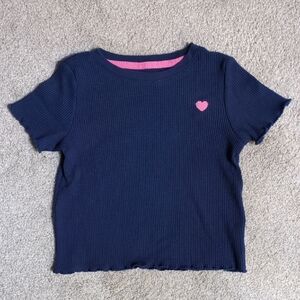 Epic Threads Navy Blue Shirt with Pink Heart